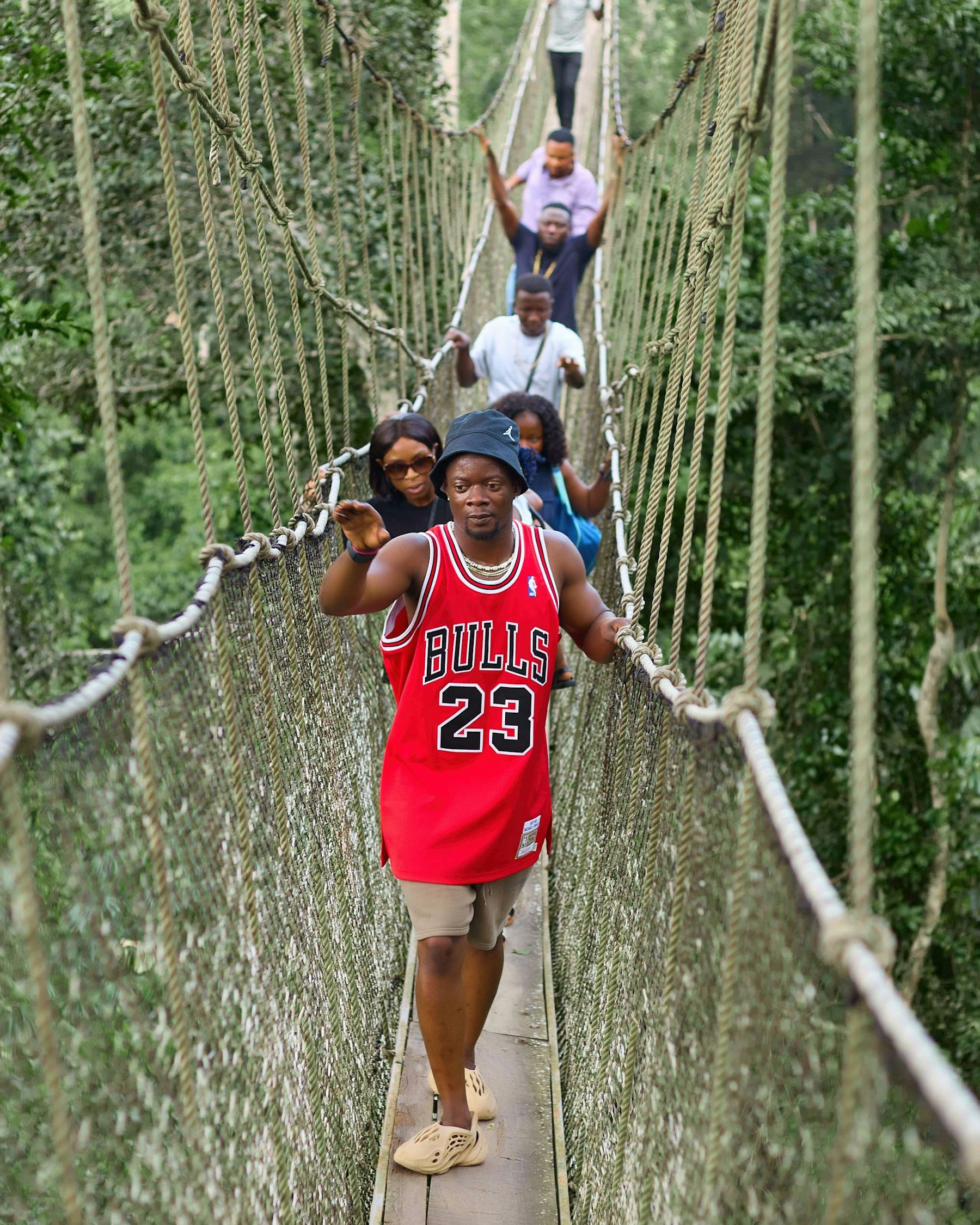 Hikers on the Kakum canopy walkway